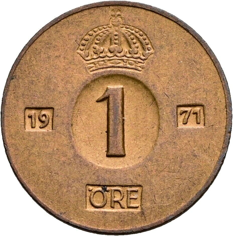 1 Öre Gustav VI. Adolf (1950-1973) 1971 – Vorderseite