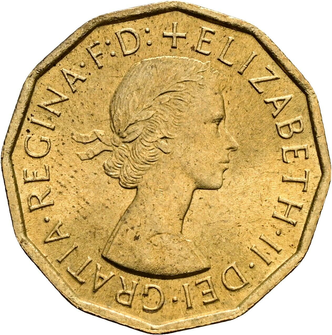 3 Pence Elisabeth II. 1952-2022 1967 – Vorderseite