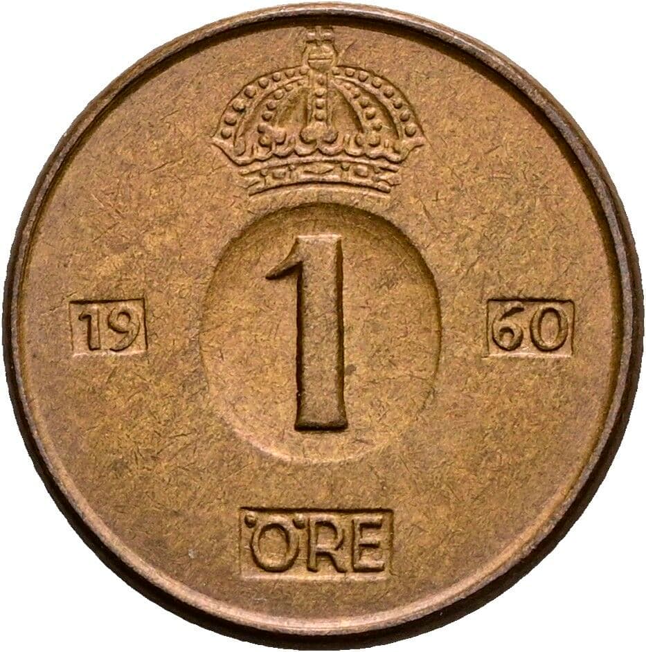 1 Öre Gustav VI. Adolf (1950-1973) 1960 – Vorderseite
