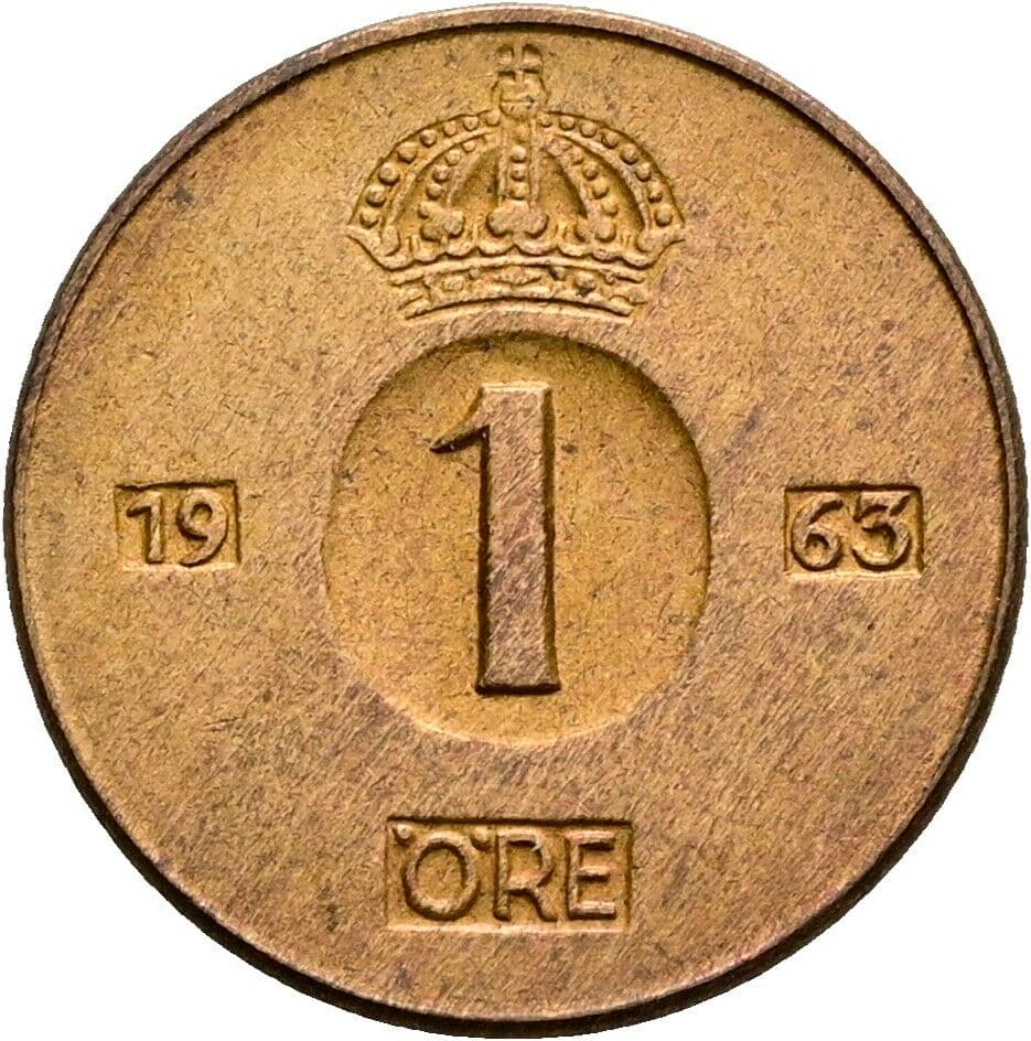 1 Öre Gustav VI. Adolf (1950-1973) 1963 – Vorderseite