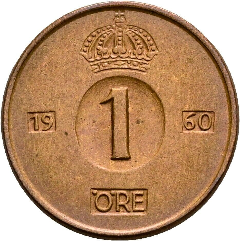 1 Öre Gustav VI. Adolf (1950-1973) 1960 – Vorderseite