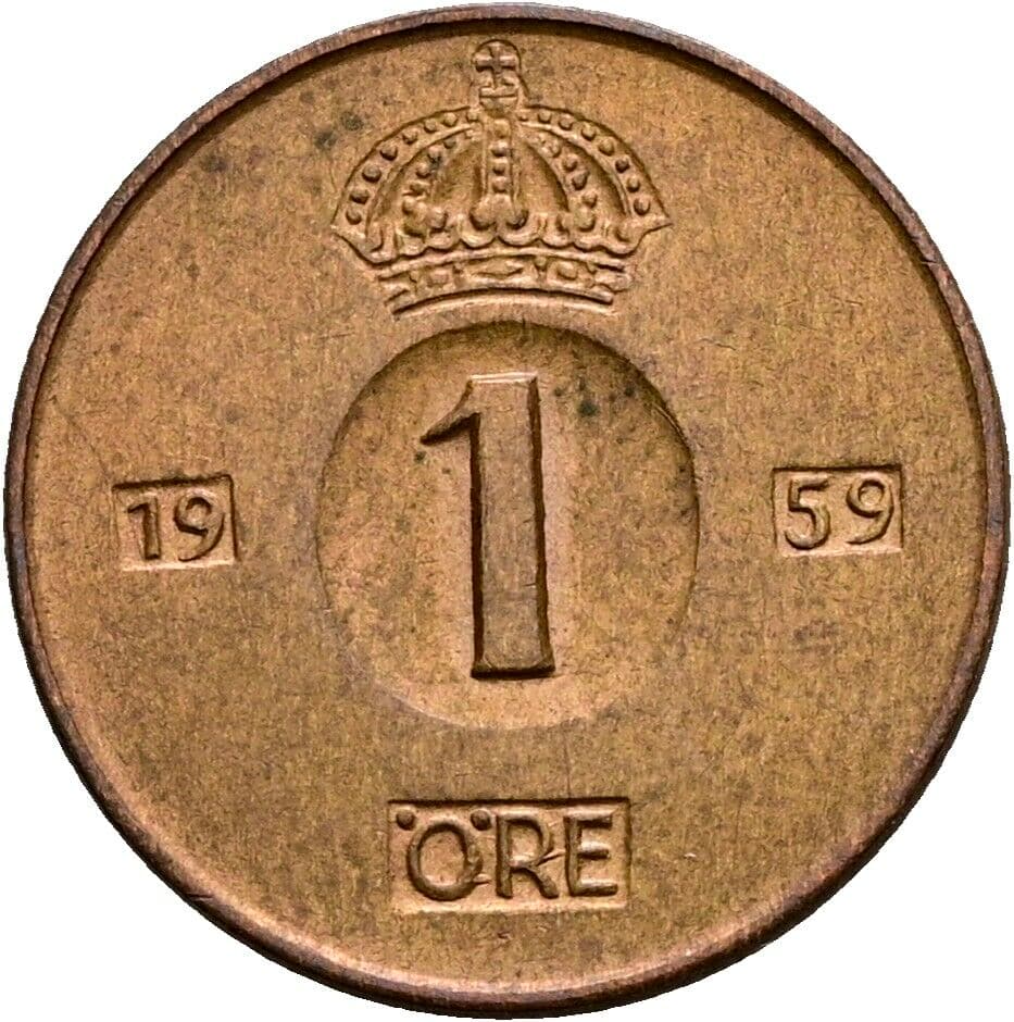 1 Öre Gustaf VI Adolf (1950-1973) 1959 – Vorderseite