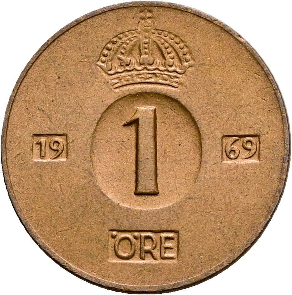 1 Öre Gustav VI. Adolf (1950-1973) 1969 – Vorderseite