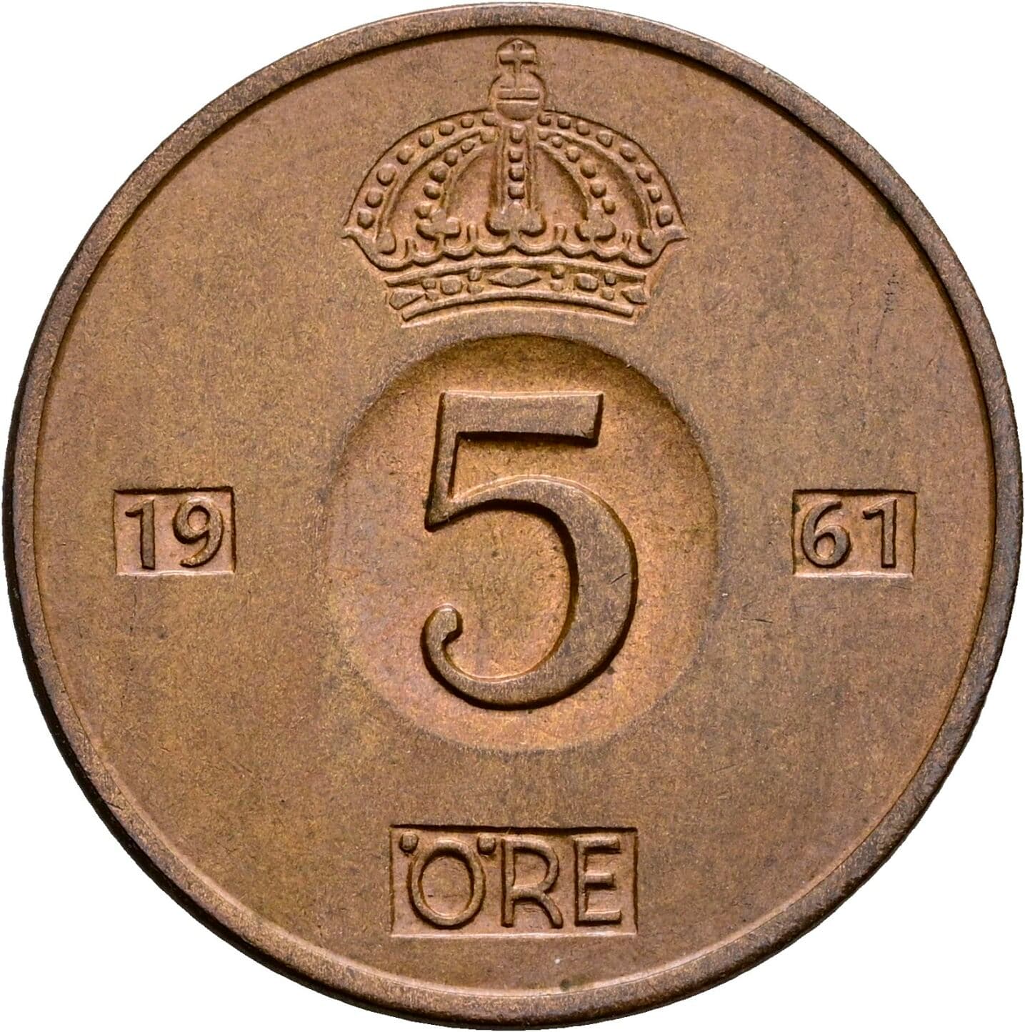 5 Öre Gustav VI. Adolf (1950-1973) 1961 – Vorderseite