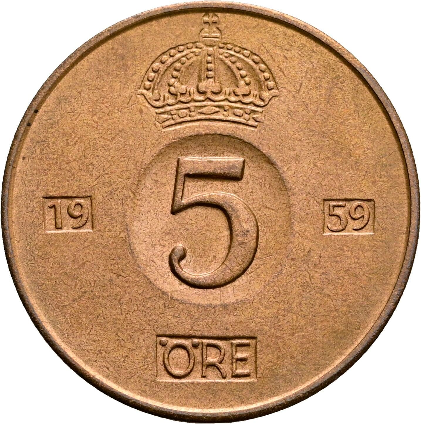 5 Öre Gustav VI. Adolf (1950-1973) 1959 – Vorderseite