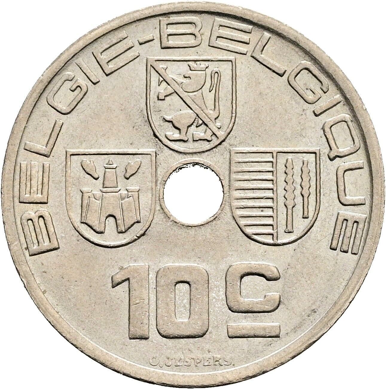 10 Centiemen Leopold III. (1934-1951) 1939 – Vorderseite