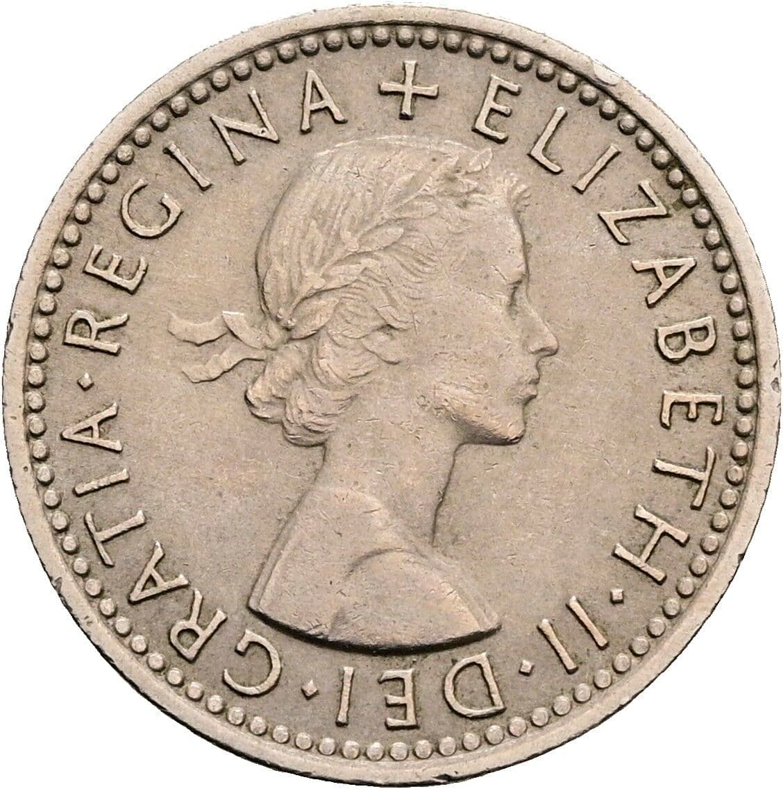 6 Pence Elisabeth II. 1952-2022 1960 – Vorderseite