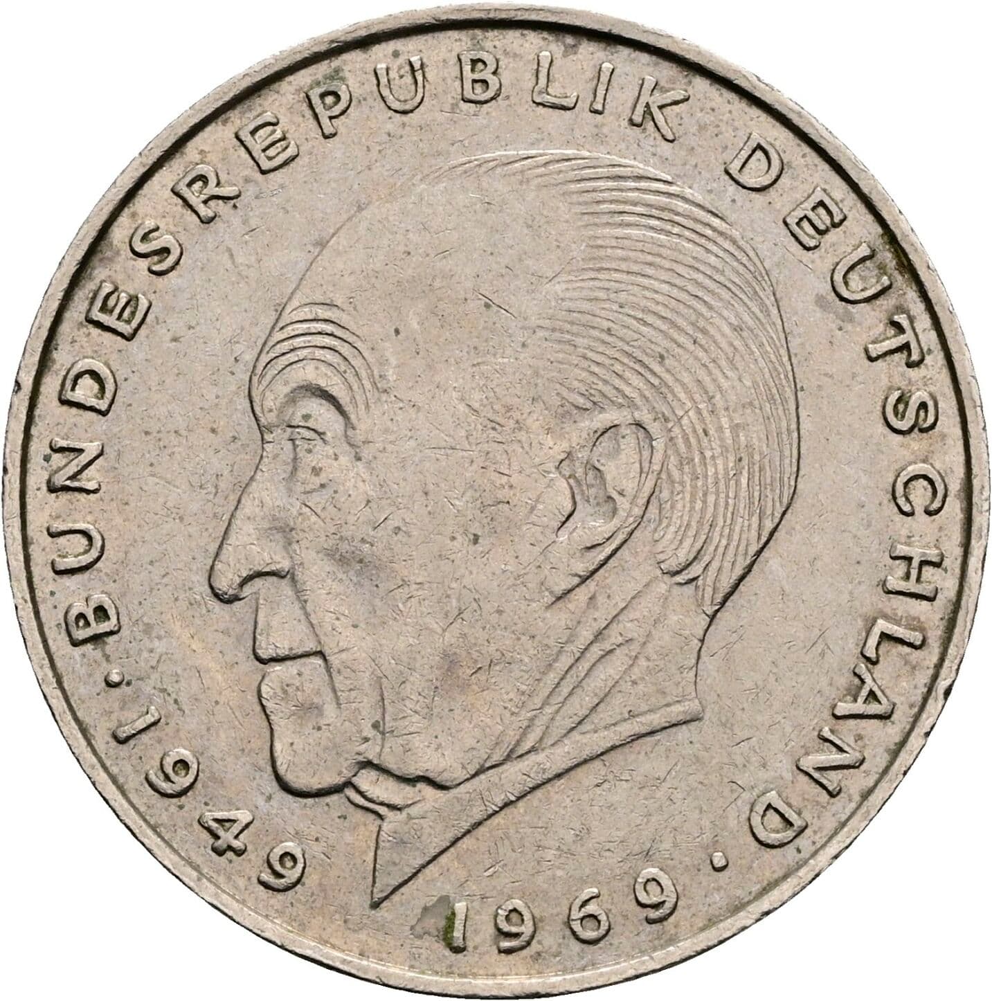 2 Deutsche Mark 1972 D – Vorderseite