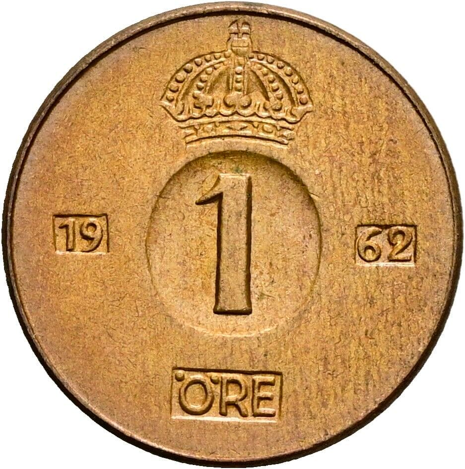 1 Öre Gustav VI. Adolf (1950-1973) 1962 – Vorderseite