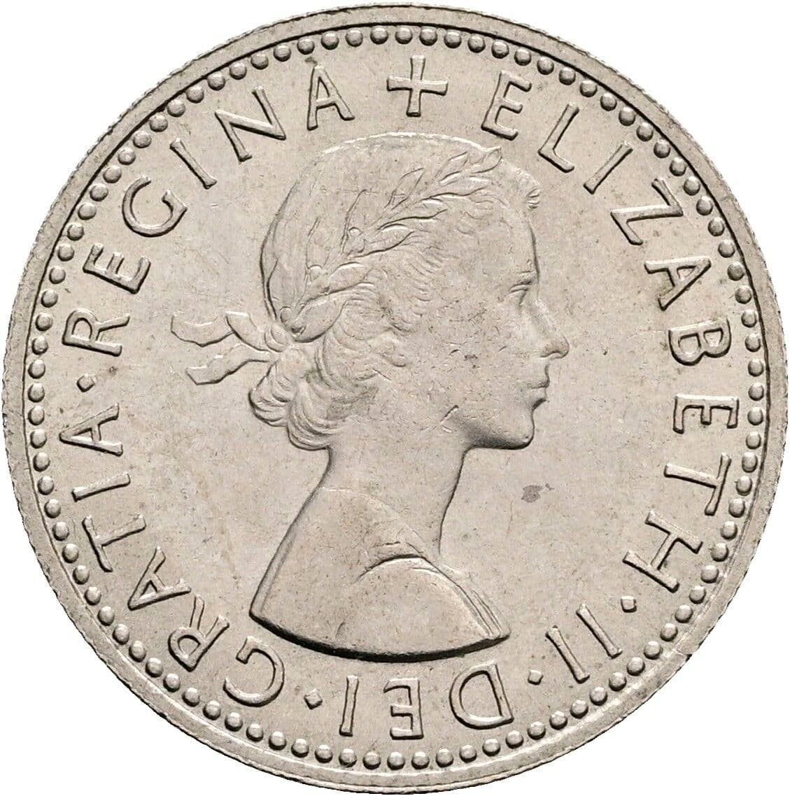 6 Pence Elisabeth II. 1952-2022 1965 – Vorderseite