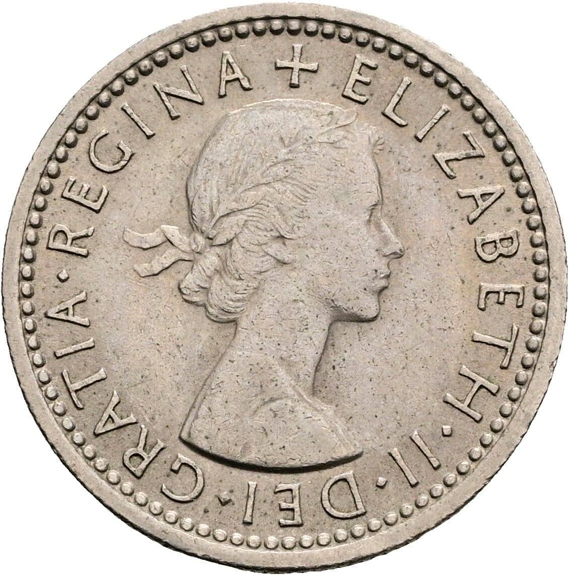 6 Pence Elisabeth II. 1952-2022 1963 – Vorderseite