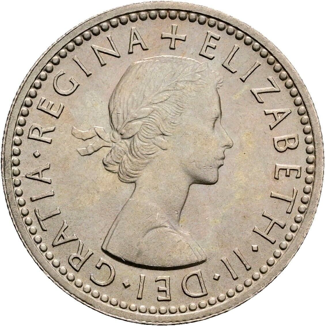 6 Pence Elisabeth II. 1952-2022 1959 – Vorderseite
