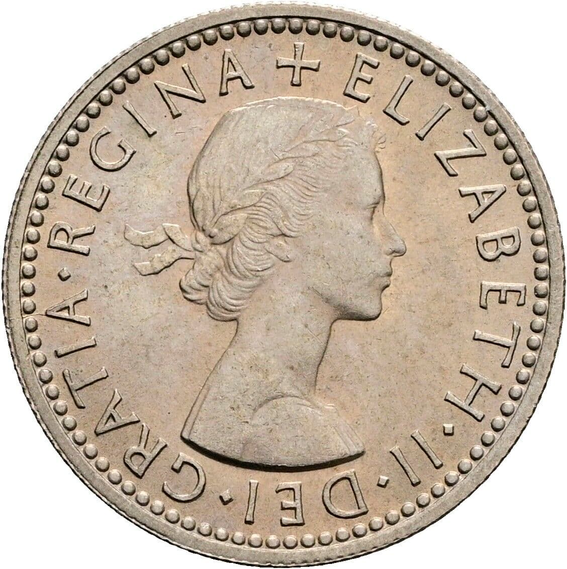 6 Pence Elisabeth II. 1952-2022 1959 – Vorderseite