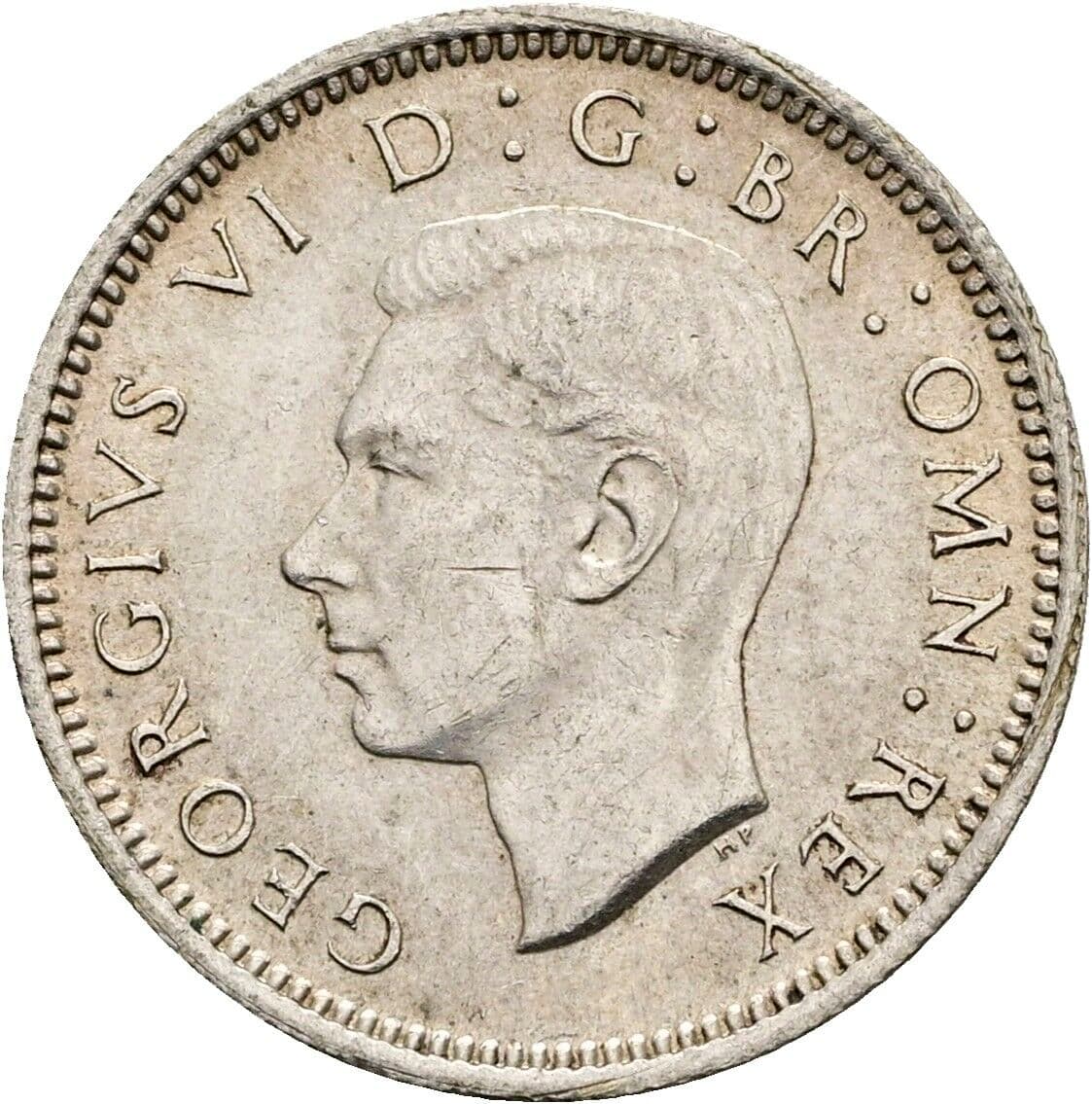6 Pence Georg VI. (1936-1952) 1944 – Vorderseite