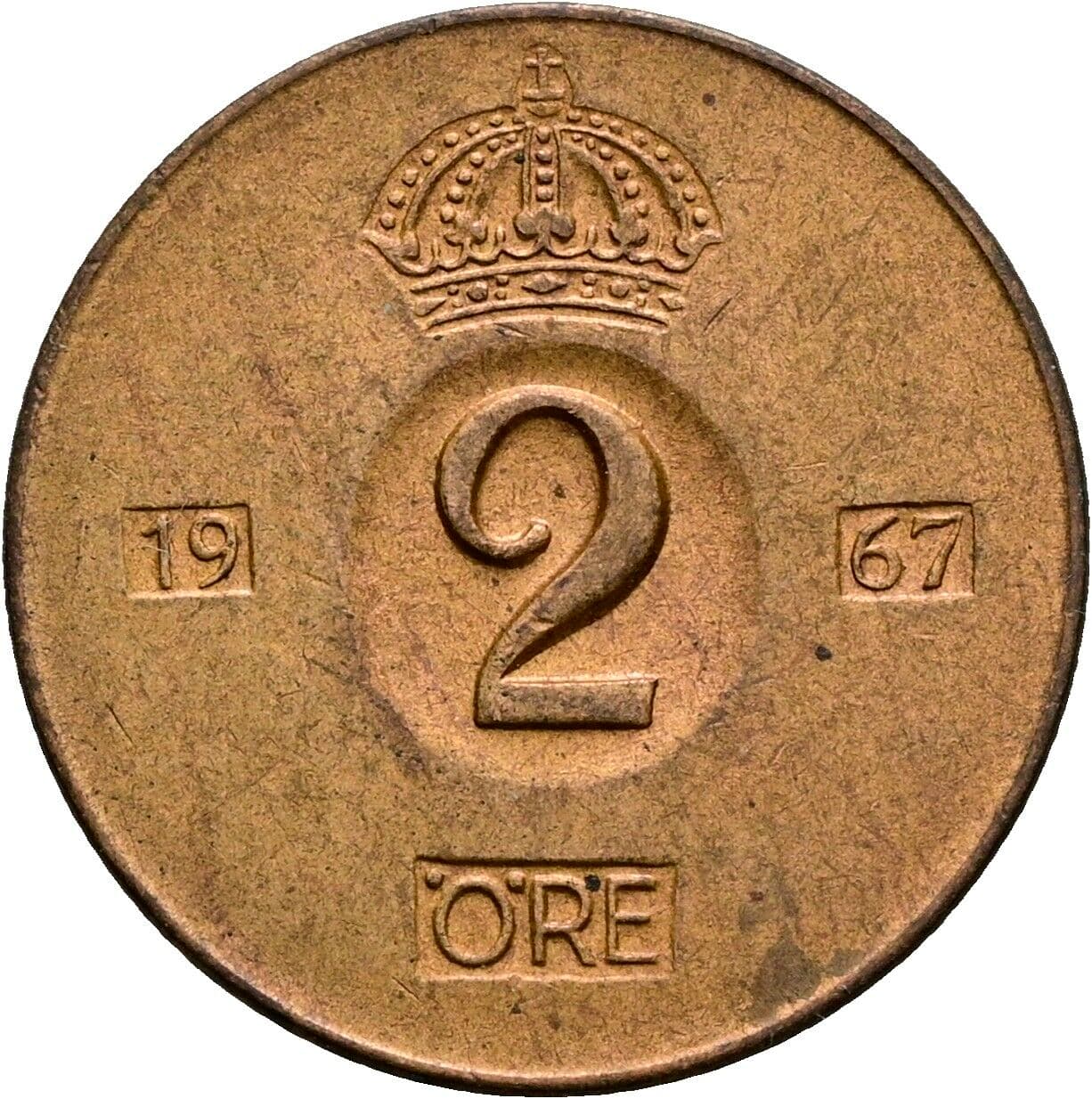2 Öre Gustaf VI Adolf (1950-1973) 1967 – Vorderseite