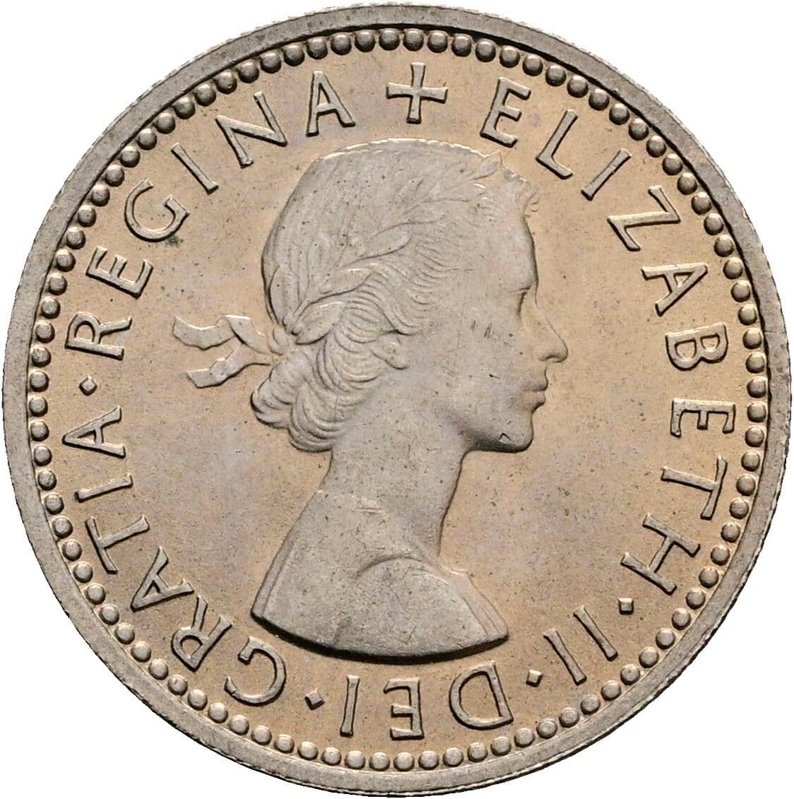 6 Pence Elisabeth II. 1952-2022 1959 – Vorderseite