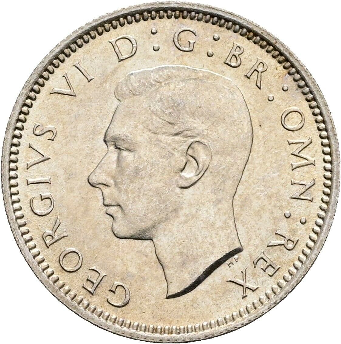 6 Pence Georg VI. (1936-1952) 1945 – Vorderseite