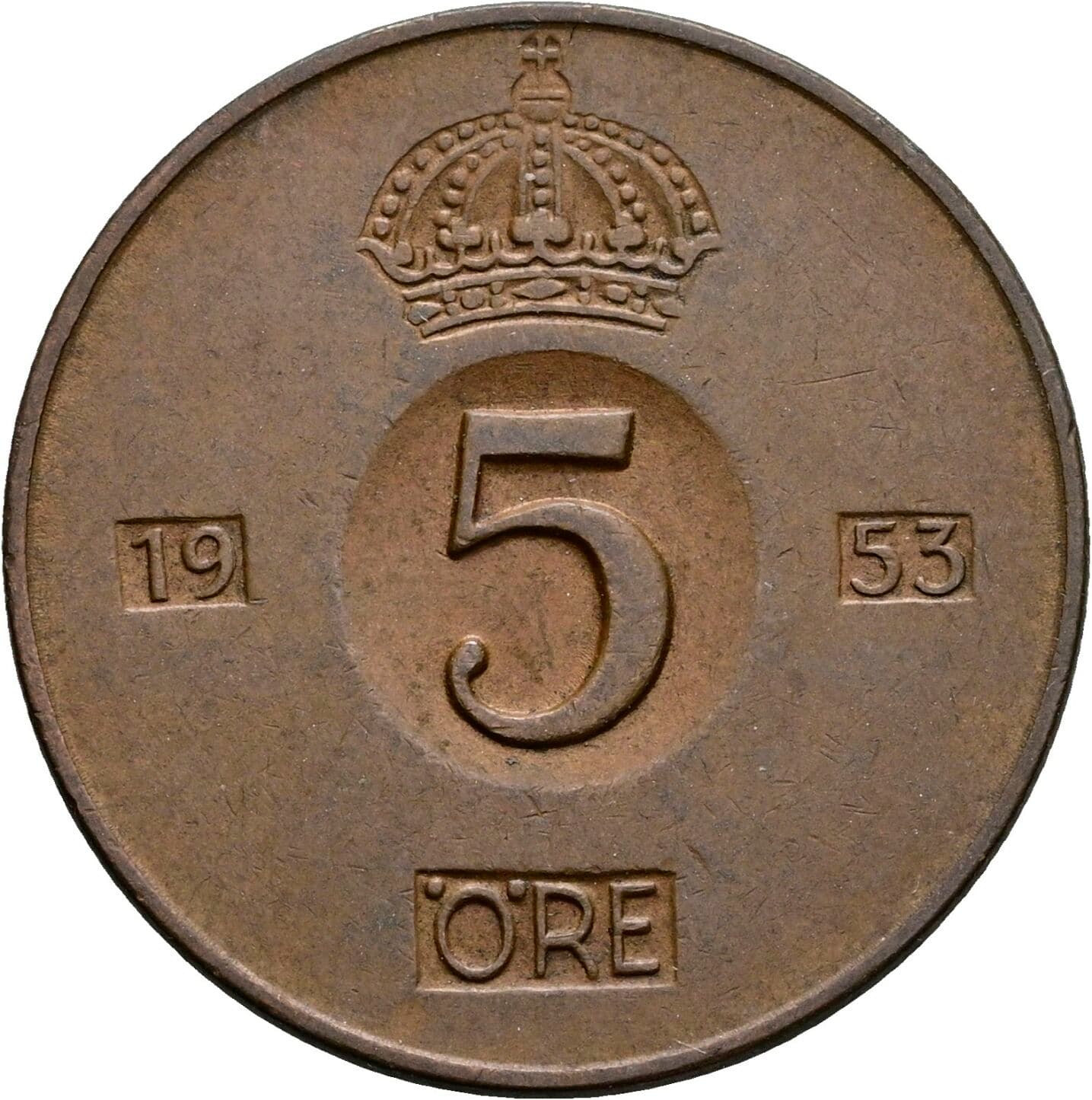 5 Öre Gustav VI. Adolf (1950-1973) 1953 – Vorderseite