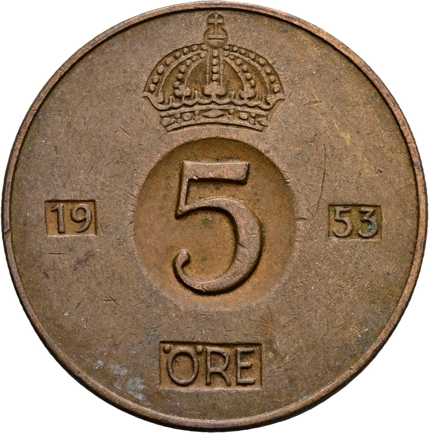 5 Öre Gustav VI. Adolf (1950-1973) 1953 – Vorderseite