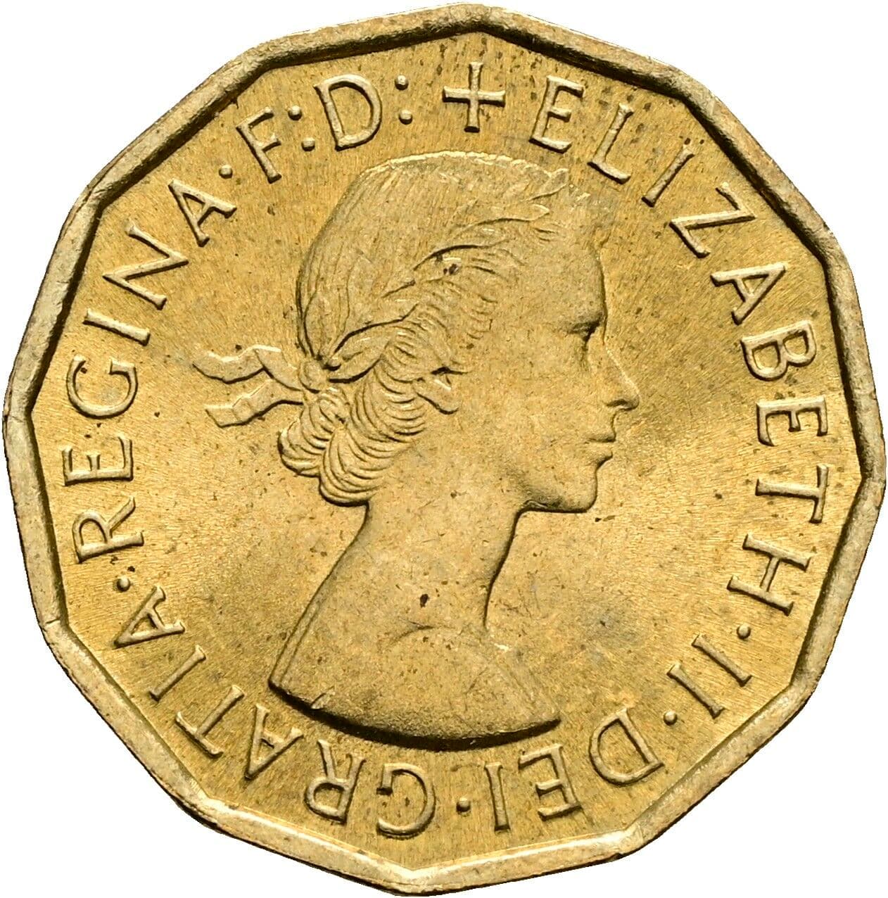 3 Pence Elisabeth II. 1952-2022 1967 – Vorderseite