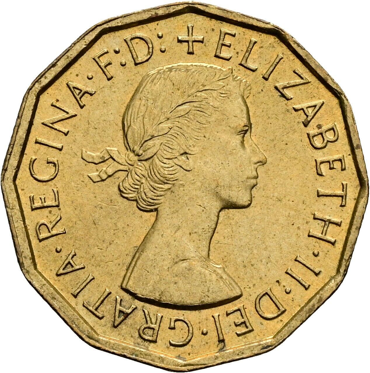3 Pence Elisabeth II. 1952-2022 1967 – Vorderseite
