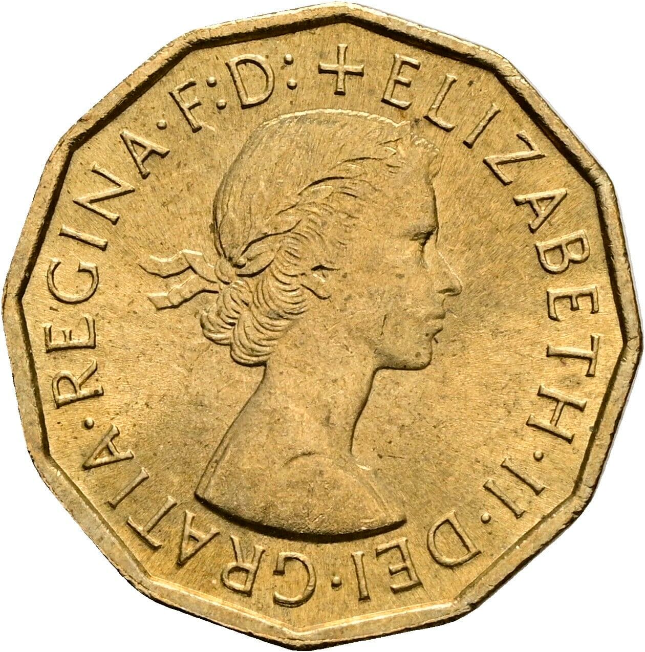 3 Pence Elisabeth II. 1952-2022 1967 – Vorderseite