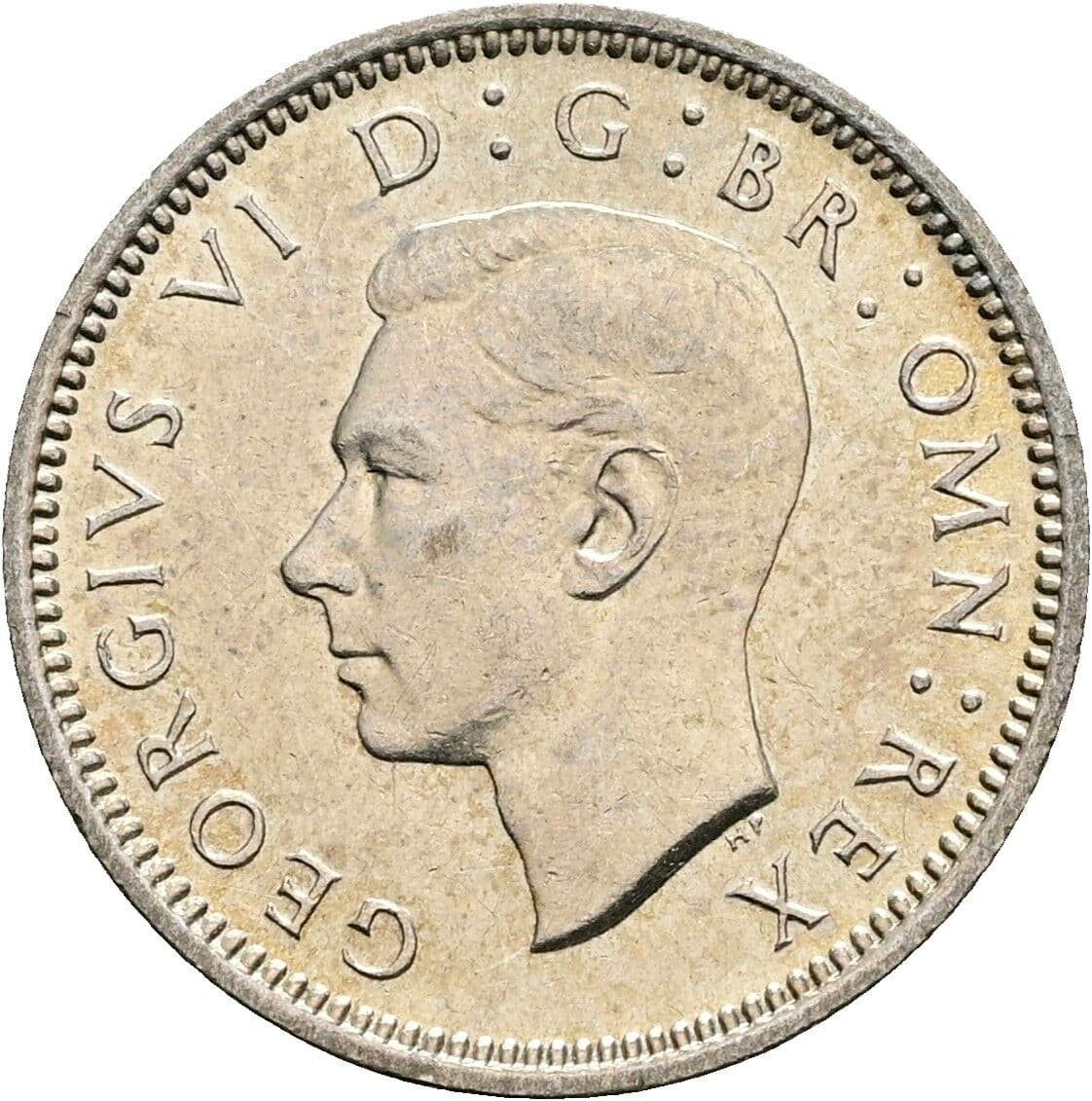 6 Pence Georg VI. (1936-1952) 1945 – Vorderseite