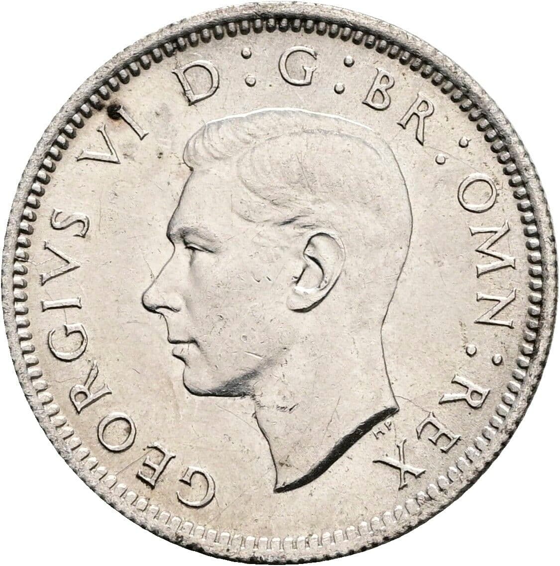 6 Pence Georg VI. (1936-1952) 1943 – Vorderseite