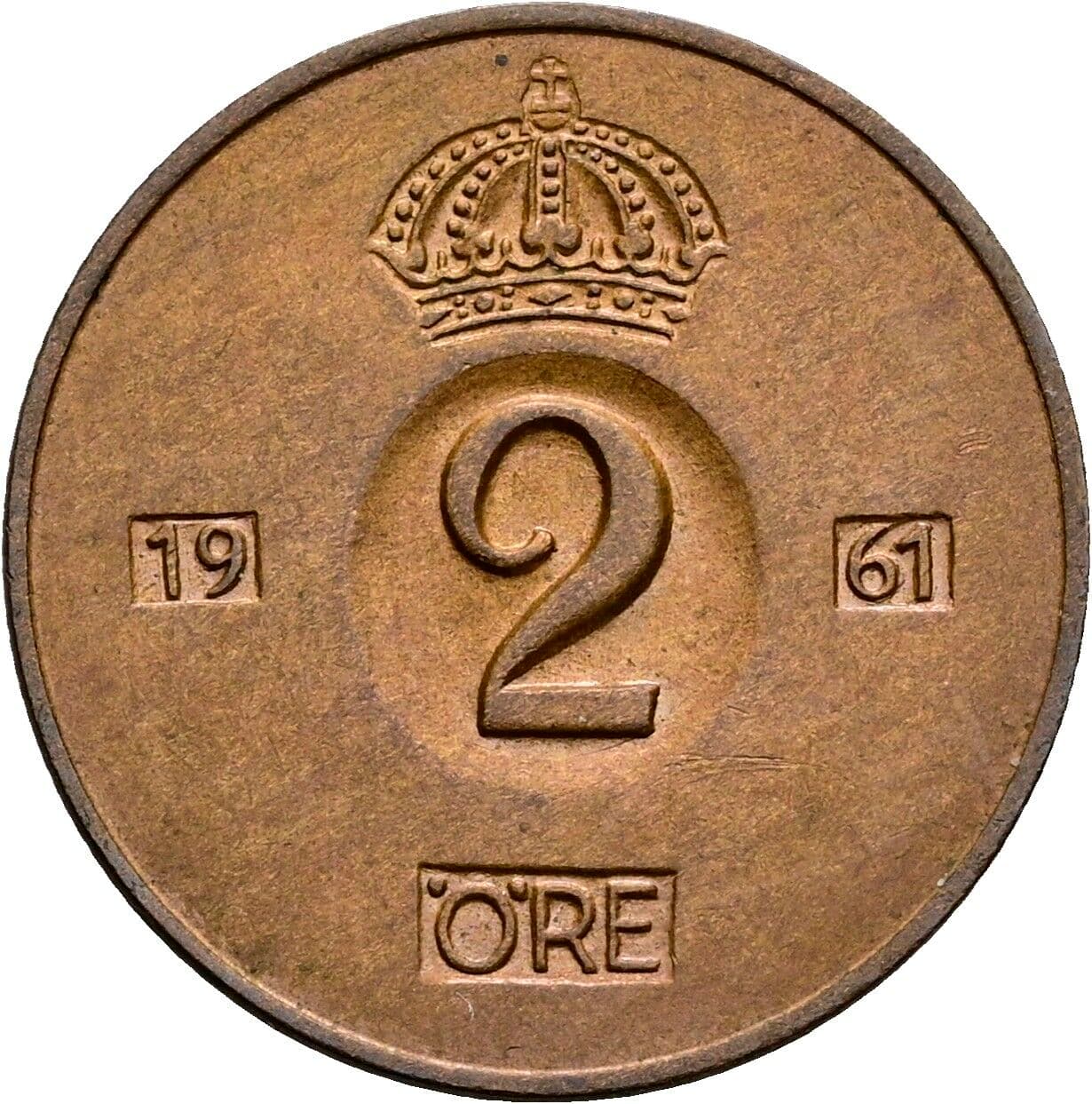 2 Öre Gustav VI. Adolf (1950-1973) 1961 – Vorderseite