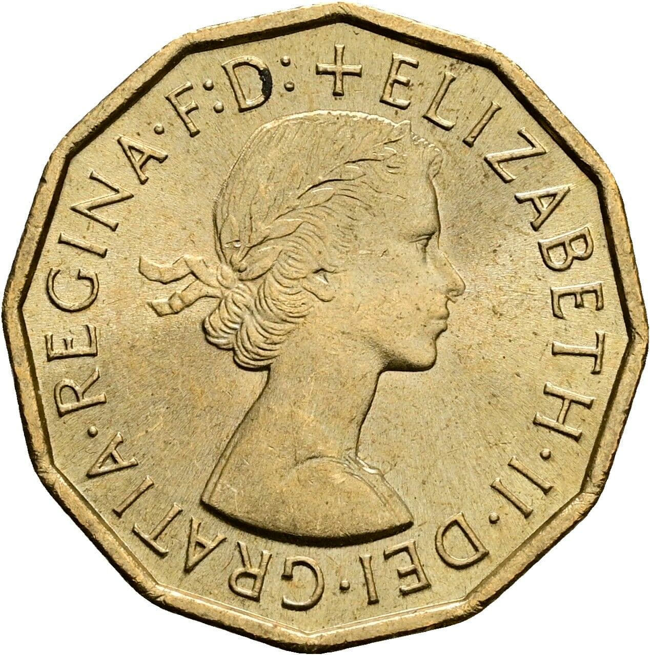 3 Pence Elisabeth II. 1952-2022 1967 – Vorderseite