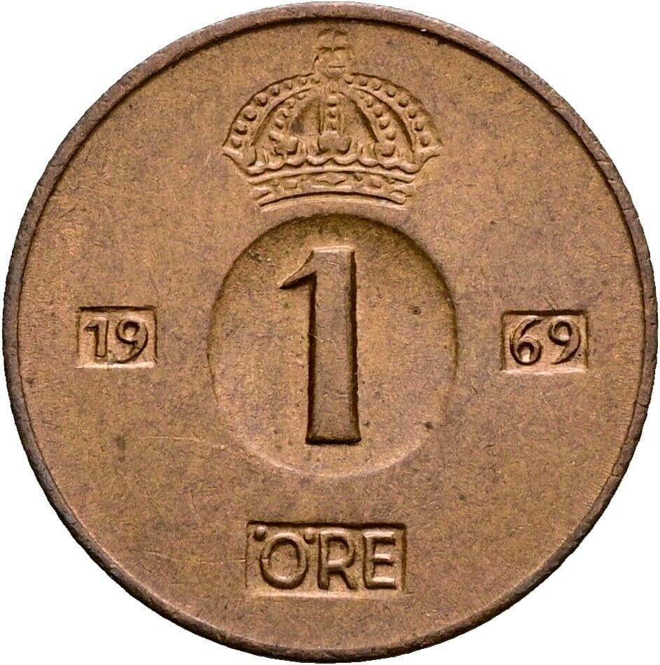 1 Öre Gustav VI. Adolf (1950-1973) 1969 – Vorderseite