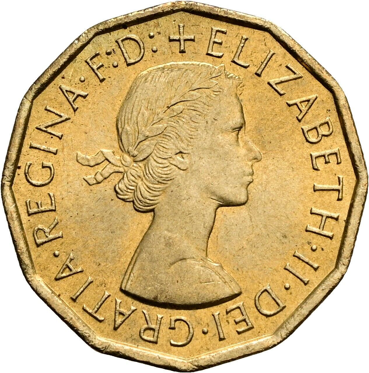 3 Pence Elisabeth II. 1952-2022 1967 – Vorderseite