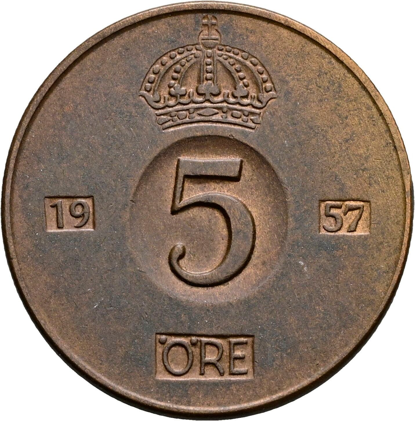5 Öre Gustav VI. Adolf (1950-1973) 1957 – Vorderseite