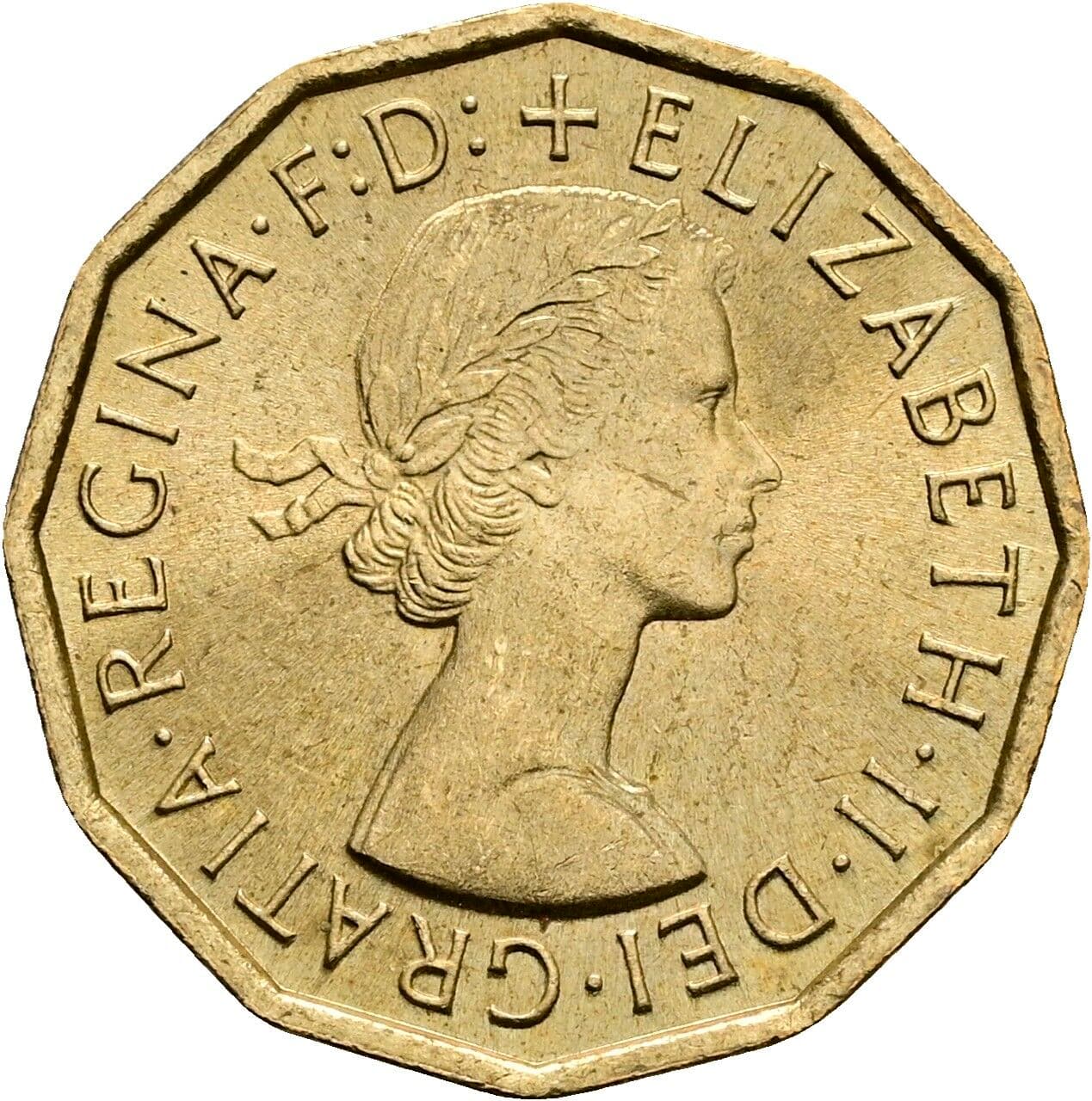 3 Pence Elisabeth II. 1952-2022 1967 – Vorderseite