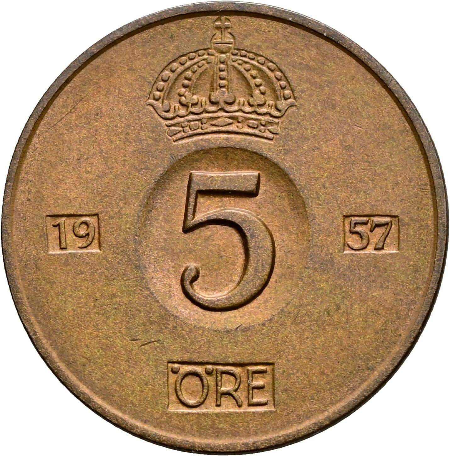 5 Öre Gustav VI. Adolf (1950-1973) 1957 – Vorderseite