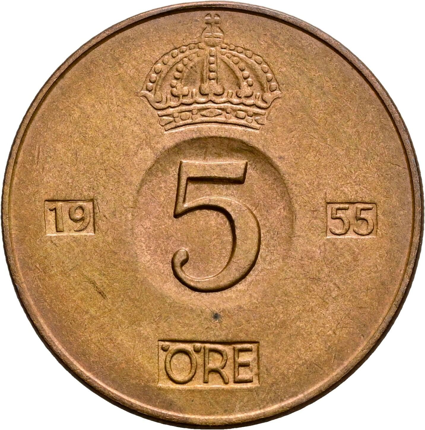 5 Öre Gustaf VI Adolf (1950-1973) 1955 – Vorderseite