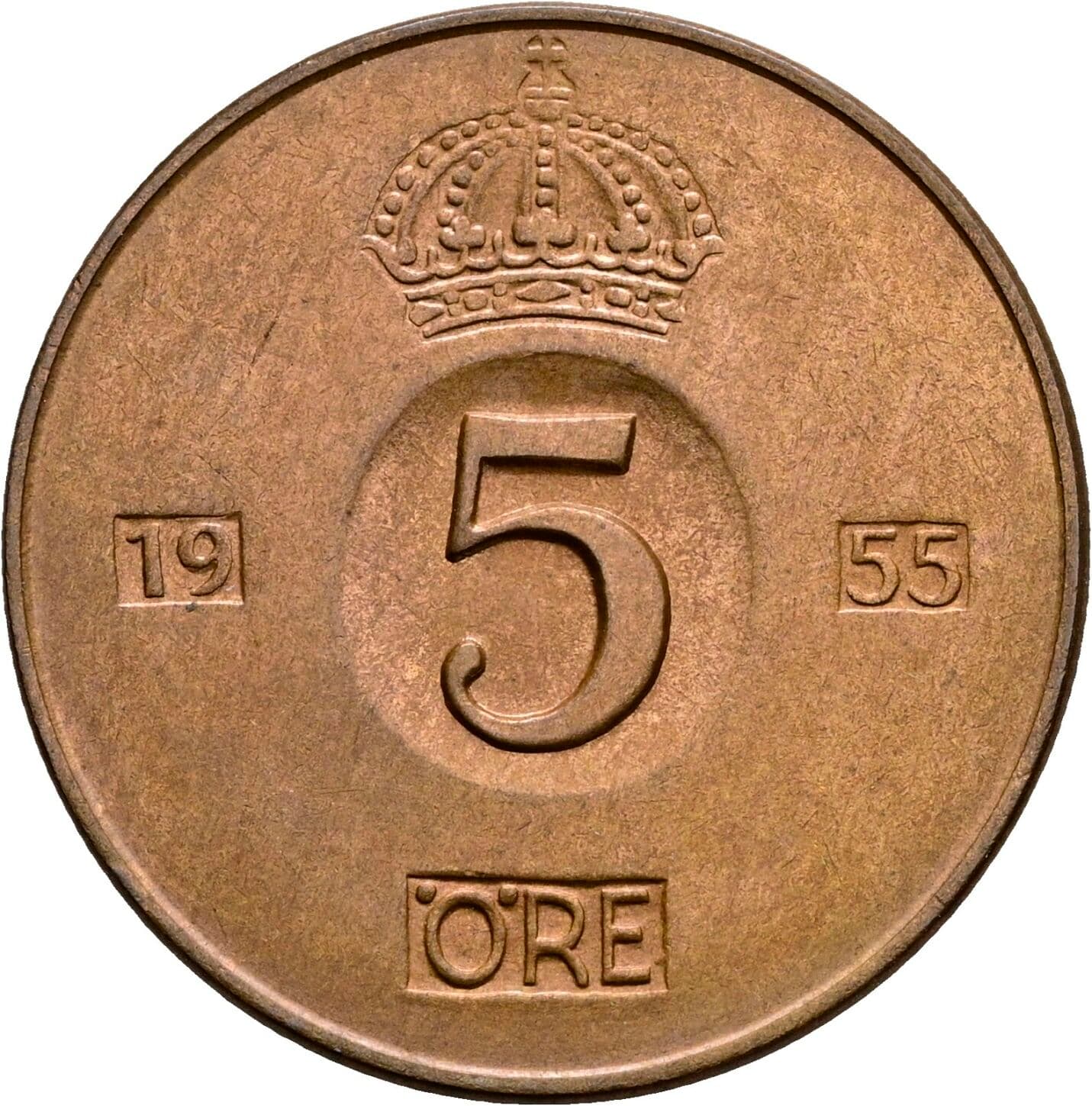 5 Öre Gustav VI. Adolf (1950-1973) 1955 – Vorderseite