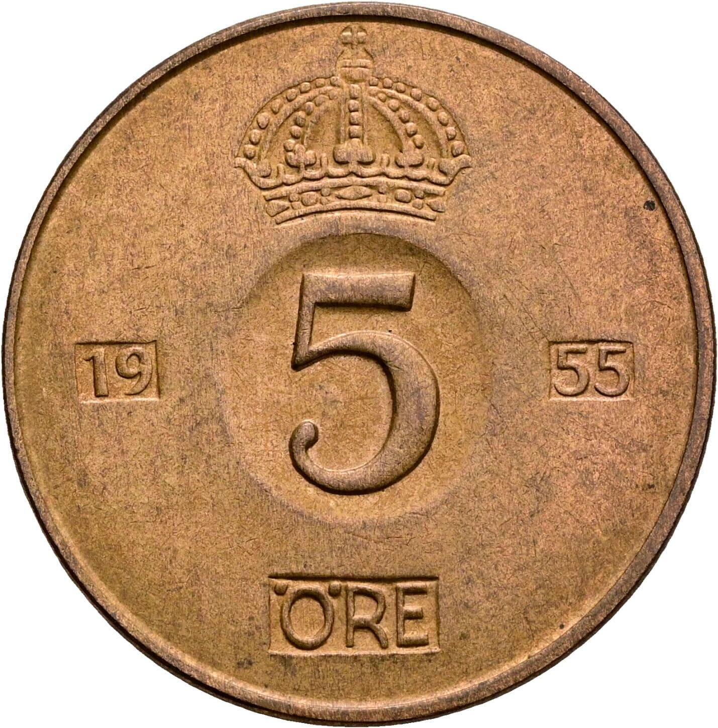 5 Öre Gustav VI. Adolf (1950-1973) 1955 – Vorderseite
