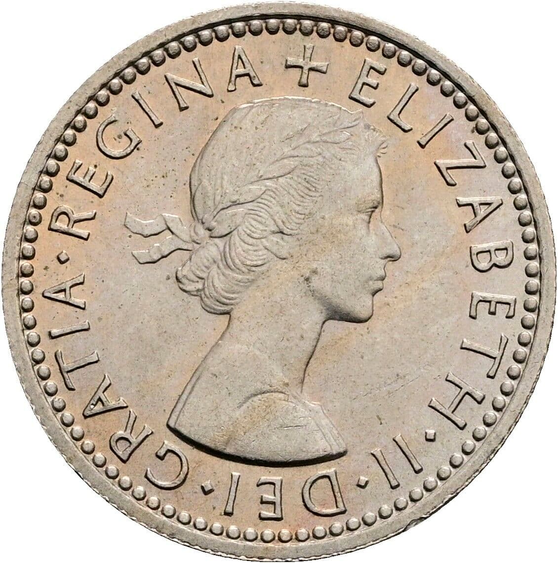 6 Pence Elisabeth II. 1952-2022 1959 – Vorderseite