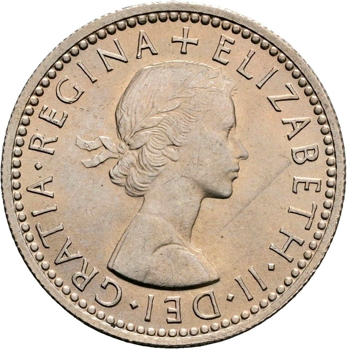 6 Pence Elisabeth II. 1952-2022 1959 – Vorderseite