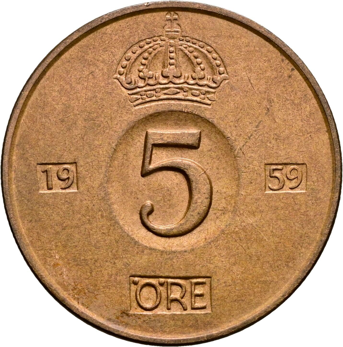 5 Öre Gustaf VI Adolf (1950-1973) 1959 – Vorderseite