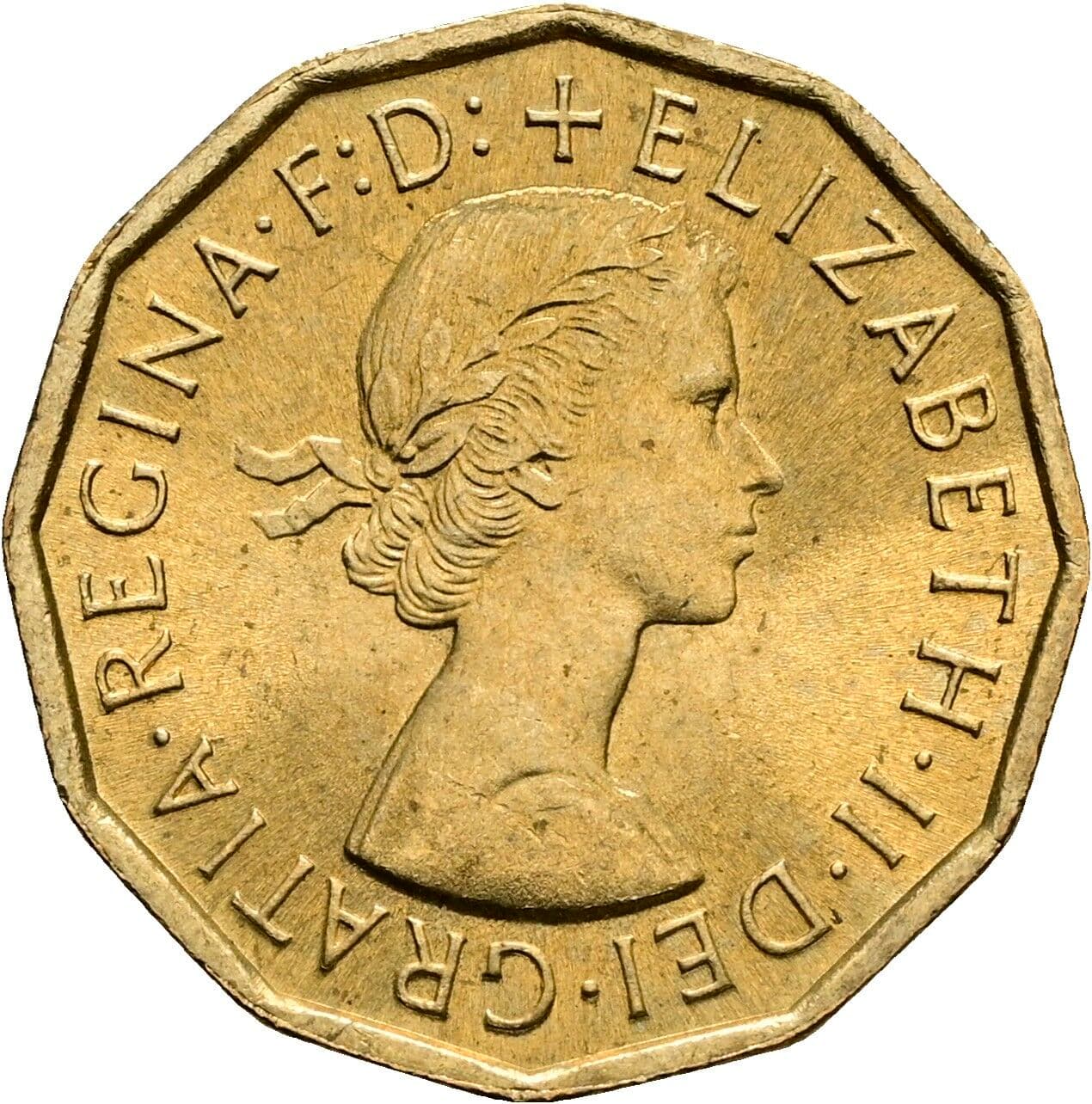 3 Pence Elisabeth II. 1952-2022 1967 – Vorderseite