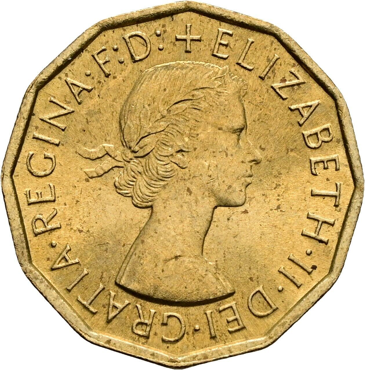 3 Pence Elisabeth II. 1952-2022 1967 – Vorderseite