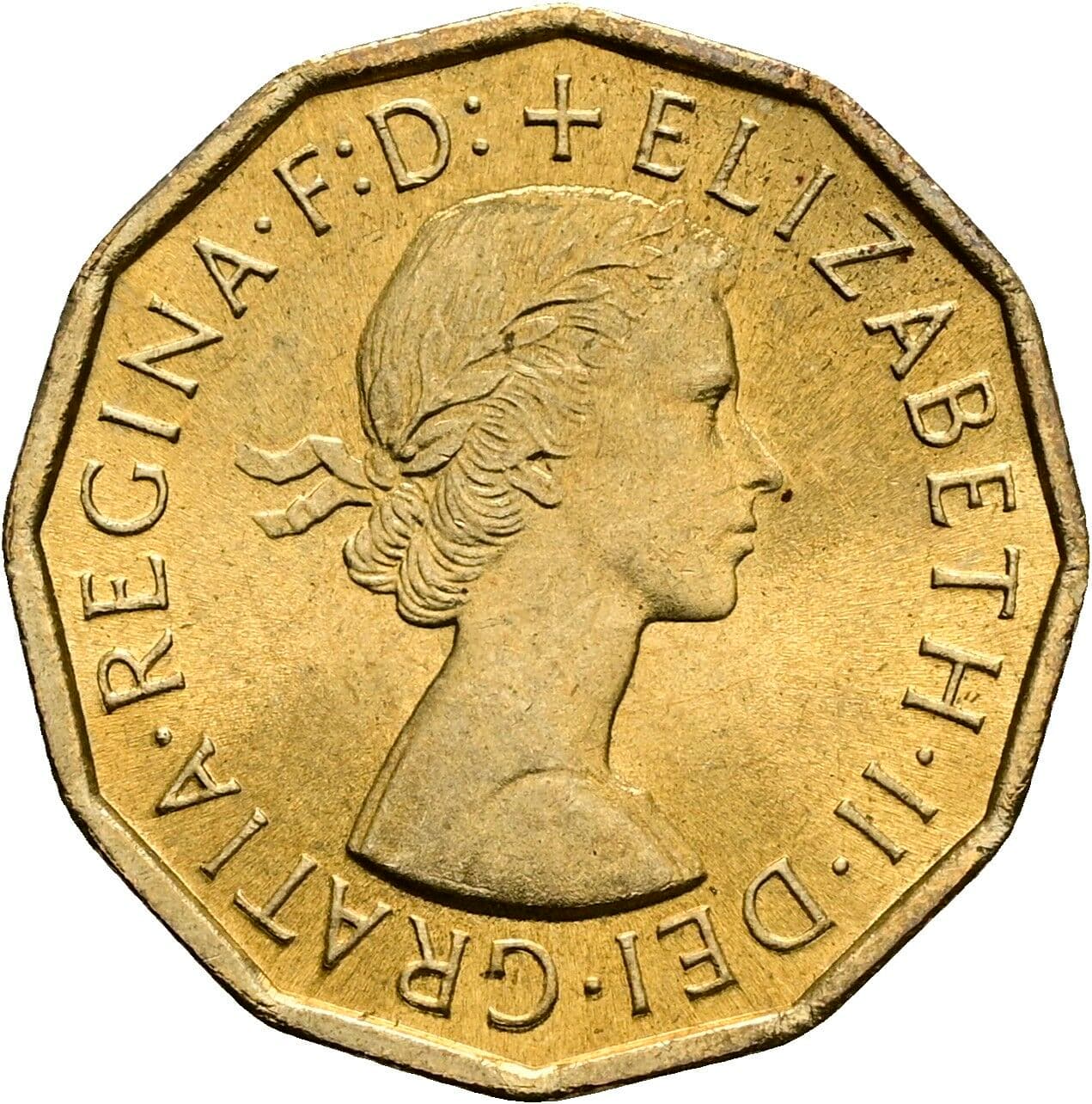 3 Pence Elisabeth II. 1952-2022 1967 – Vorderseite