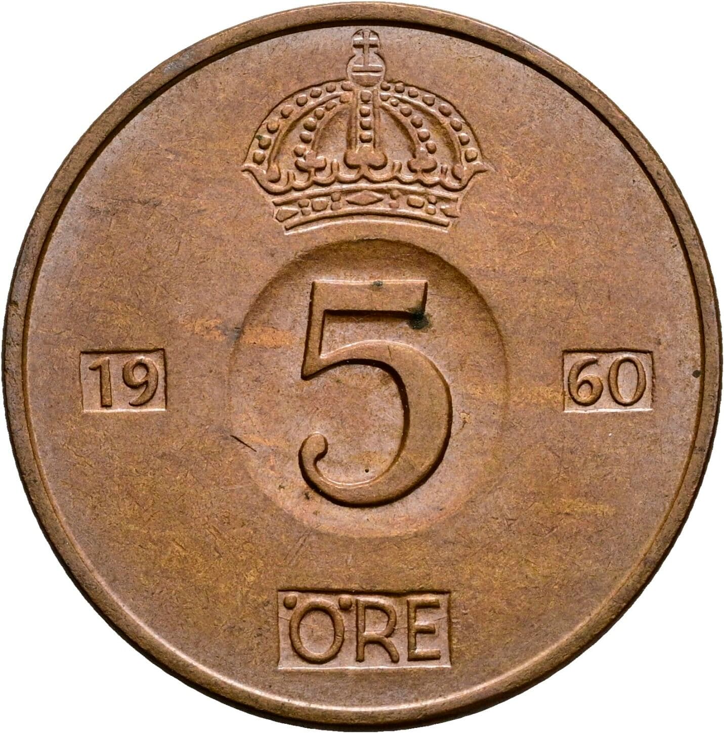 5 Öre Gustav VI. Adolf (1950-1973) 1960 – Vorderseite
