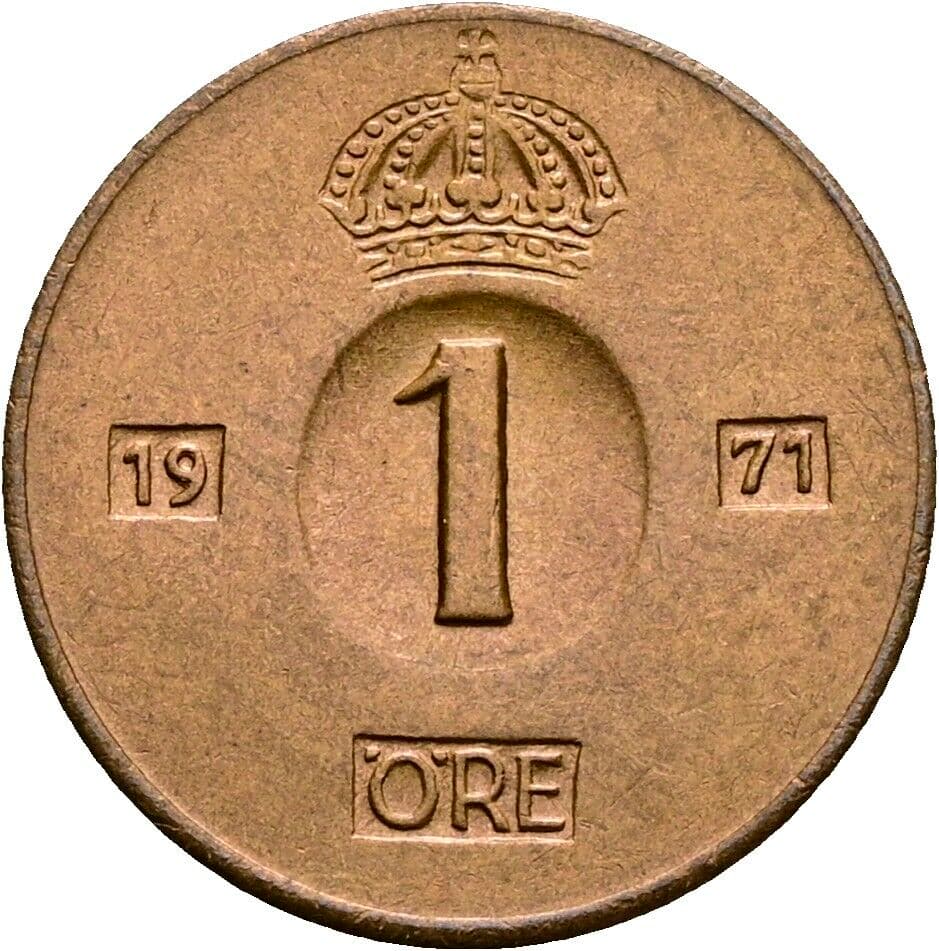 1 Öre Gustav VI. Adolf (1950-1973) 1971 – Vorderseite