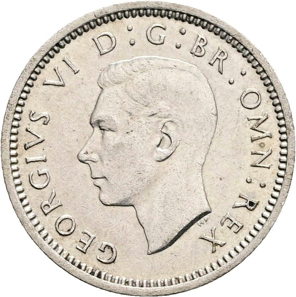 3 Pence Georg VI. (1936-1952) 1938 – Vorderseite