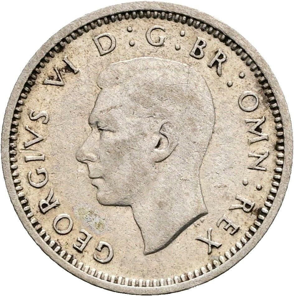 3 Pence Georg VI. (1936-1952) 1938 – Vorderseite