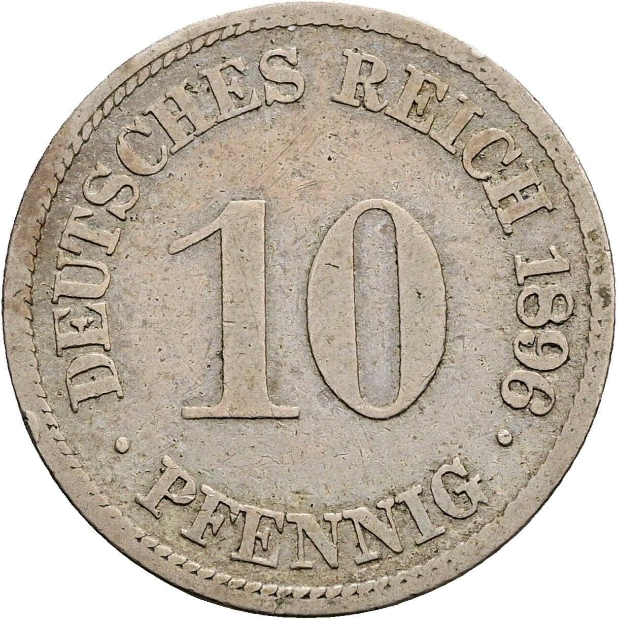 10 Pfennig 1896 F – Vorderseite