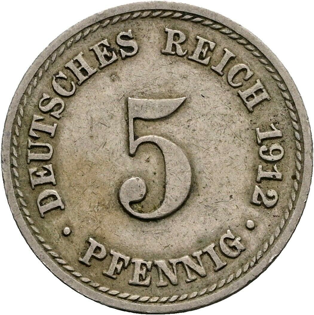 5 Pfennig 1912 A – Vorderseite